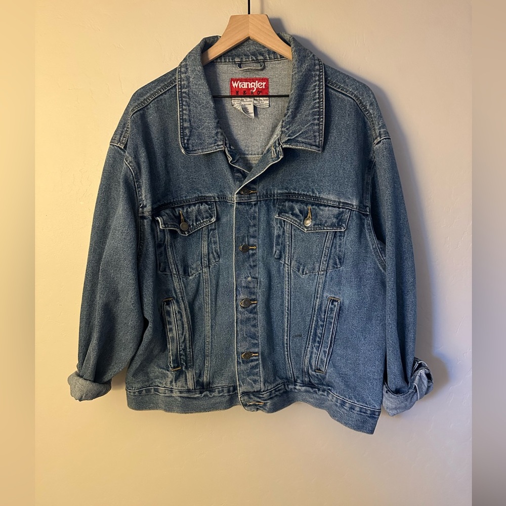 Wrangler Blue Denim Jacket with Custom Paint Design